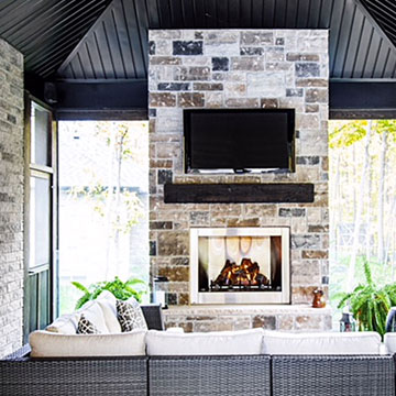 Outdoor Living Room with Fireplace & TV