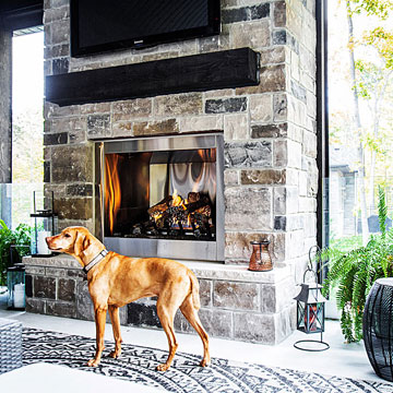 Outdoor Living Room with Fireplace & TV