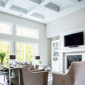 Living Room with Fireplace & Large Windows