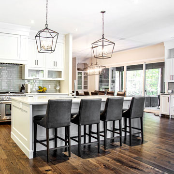 Large White Kitchen with Breakfast Bar Island