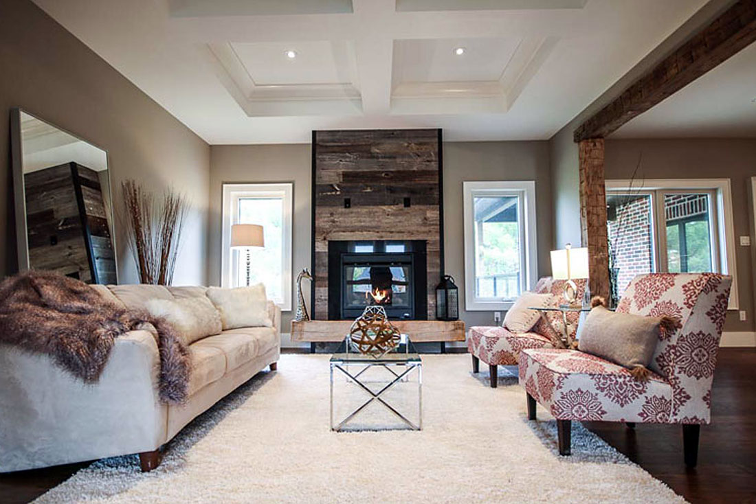 Hampshire living room with fireplace.