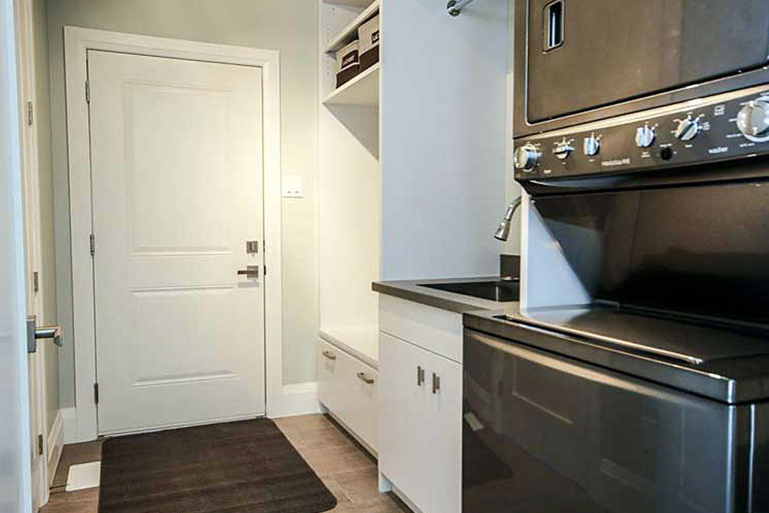 Yorkshire mudroom with laundry.